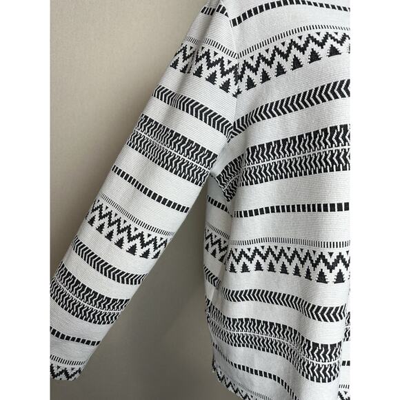 J.Jill Cotton Blend Sweater XL Black White Textured Stripe Boat Neck Fall Winter - Picture 3 of 15